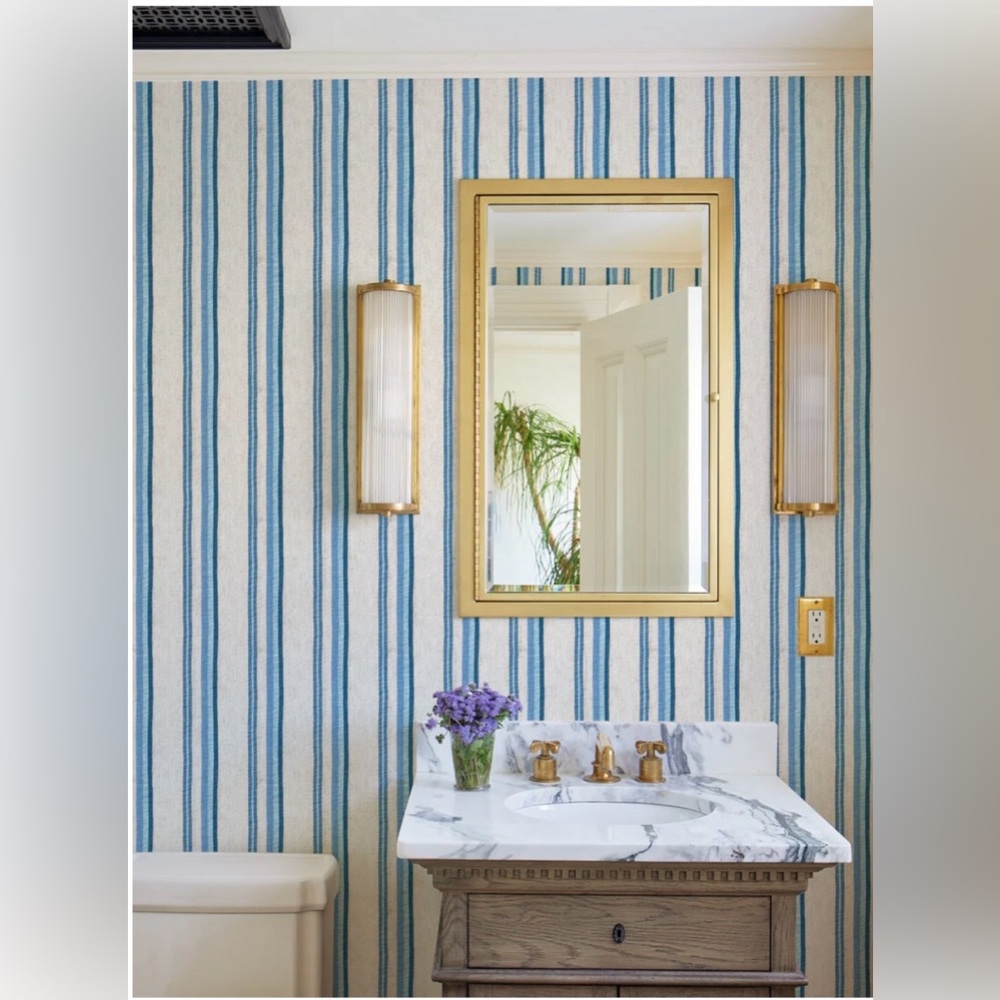 Anthropologie Wallshoppe Life is a Banquet Stripe Wallpaper Lingua Franca Blues